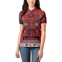 Aotearoa Iwi Ngati Kahungunu Women Polo Shirt Maori Wharenui House Tribal Pattern