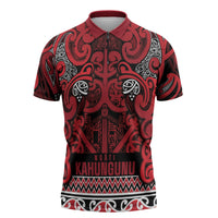 Aotearoa Iwi Ngati Kahungunu Zipper Polo Shirt Maori Wharenui House Tribal Pattern