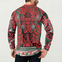 Aotearoa Iwi Tuhoe Button Sweatshirt Maori Wharenui House Tribal Pattern