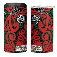 Aotearoa Iwi Tuhoe 4 in 1 Can Cooler Tumbler Maori Wharenui House Tribal Pattern