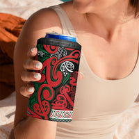 Aotearoa Iwi Tuhoe 4 in 1 Can Cooler Tumbler Maori Wharenui House Tribal Pattern