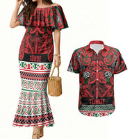 Aotearoa Iwi Tuhoe Couples Matching Mermaid Dress and Hawaiian Shirt Maori Wharenui House Tribal Pattern