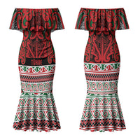 Aotearoa Iwi Tuhoe Family Matching Mermaid Dress and Hawaiian Shirt Maori Wharenui House Tribal Pattern