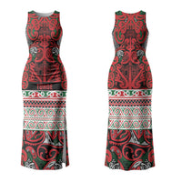 Aotearoa Iwi Tuhoe Family Matching Tank Maxi Dress and Hawaiian Shirt Maori Wharenui House Tribal Pattern