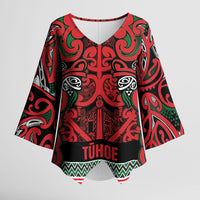 Aotearoa Iwi Tuhoe Kimono Sleeve Blouse Maori Wharenui House Tribal Pattern
