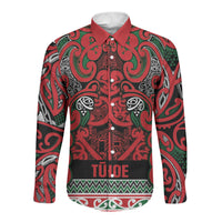 Aotearoa Iwi Tuhoe Long Sleeve Button Shirt Maori Wharenui House Tribal Pattern