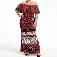 Aotearoa Iwi Tuhoe Off Shoulder Maxi Dress Maori Wharenui House Tribal Pattern