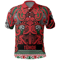 Aotearoa Iwi Tuhoe Polo Shirt Maori Wharenui House Tribal Pattern