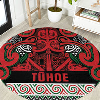 Aotearoa Iwi Tuhoe Round Carpet Maori Wharenui House Tribal Pattern