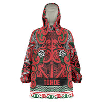 Aotearoa Iwi Tuhoe Wearable Blanket Hoodie Maori Wharenui House Tribal Pattern