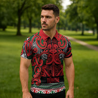 Aotearoa Iwi Tuhoe Zipper Polo Shirt Maori Wharenui House Tribal Pattern