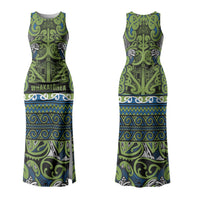 Aotearoa Iwi Whakatohea Couples Matching Tank Maxi Dress and Long Sleeve Button Shirt Maori Wharenui House Tribal Pattern