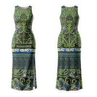 Aotearoa Iwi Whakatohea Family Matching Tank Maxi Dress and Hawaiian Shirt Maori Wharenui House Tribal Pattern