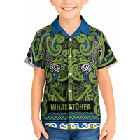 Aotearoa Iwi Whakatohea Kid Hawaiian Shirt Maori Wharenui House Tribal Pattern