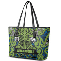 Aotearoa Iwi Whakatohea Leather Tote Bag Maori Wharenui House Tribal Pattern
