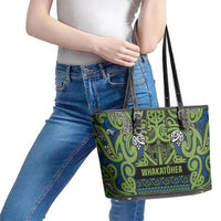 Aotearoa Iwi Whakatohea Leather Tote Bag Maori Wharenui House Tribal Pattern