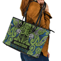 Aotearoa Iwi Whakatohea Leather Tote Bag Maori Wharenui House Tribal Pattern