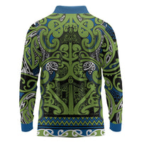 Aotearoa Iwi Whakatohea Long Sleeve Polo Shirt Maori Wharenui House Tribal Pattern
