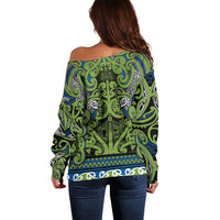 Aotearoa Iwi Whakatohea Off Shoulder Sweater Maori Wharenui House Tribal Pattern