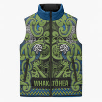 Aotearoa Iwi Whakatohea Sleeveless Puffer Jacket Maori Wharenui House Tribal Pattern