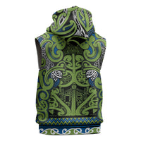 Aotearoa Iwi Whakatohea Sleeveless Zip Hoodie Maori Wharenui House Tribal Pattern