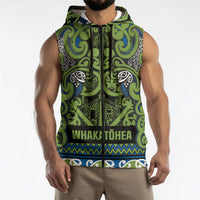 Aotearoa Iwi Whakatohea Sleeveless Zip Hoodie Maori Wharenui House Tribal Pattern