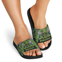 Aotearoa Iwi Whakatohea Slide Sandals Maori Wharenui House Tribal Pattern