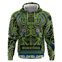 Aotearoa Iwi Whakatohea Zip Hoodie Maori Wharenui House Tribal Pattern