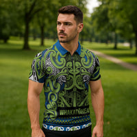 Aotearoa Iwi Whakatohea Zipper Polo Shirt Maori Wharenui House Tribal Pattern