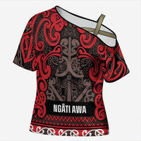 Aotearoa Iwi Ngati Awa Cross Shoulder Shirt Maori Wharenui House Tribal Pattern