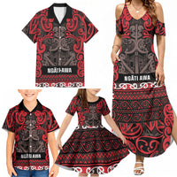 Aotearoa Iwi Ngati Awa Family Matching Summer Maxi Dress and Hawaiian Shirt Maori Wharenui House Tribal Pattern