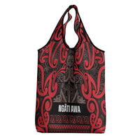 Aotearoa Iwi Ngati Awa Grocery Bag Maori Wharenui House Tribal Pattern