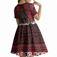 Aotearoa Iwi Ngati Awa Kid Short Sleeve Dress Maori Wharenui House Tribal Pattern