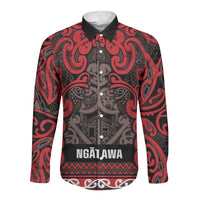Aotearoa Iwi Ngati Awa Long Sleeve Button Shirt Maori Wharenui House Tribal Pattern