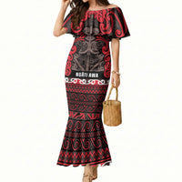 Aotearoa Iwi Ngati Awa Mermaid Dress Maori Wharenui House Tribal Pattern