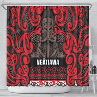 Aotearoa Iwi Ngati Awa Shower Curtain Maori Wharenui House Tribal Pattern