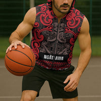 Aotearoa Iwi Ngati Awa Sleeveless Zip Hoodie Maori Wharenui House Tribal Pattern