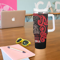 Aotearoa Iwi Ngati Awa Tumbler With Handle Maori Wharenui House Tribal Pattern