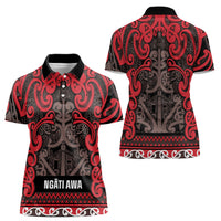 Aotearoa Iwi Ngati Awa Women Polo Shirt Maori Wharenui House Tribal Pattern