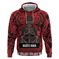 Aotearoa Iwi Ngati Awa Zip Hoodie Maori Wharenui House Tribal Pattern