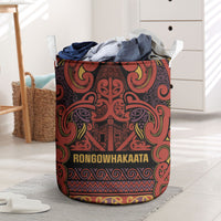 Aotearoa Iwi Rongowhakaata Laundry Basket Maori Wharenui House Tribal Pattern LT9 Brick Red - Polynesian Pride