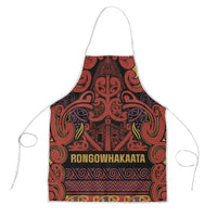 Aotearoa Iwi Rongowhakaata Apron Maori Wharenui House Tribal Pattern LT9 Brick Red - Polynesian Pride