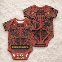 Aotearoa Iwi Rongowhakaata Baby Onesie Maori Wharenui House Tribal Pattern