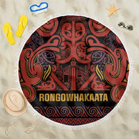 Aotearoa Iwi Rongowhakaata Beach Blanket Maori Wharenui House Tribal Pattern LT9 One Size 150cm Brick Red - Polynesian Pride