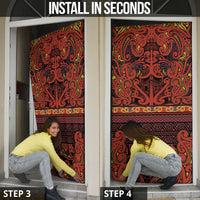 Aotearoa Iwi Rongowhakaata Door Cover Maori Wharenui House Tribal Pattern LT9 - Polynesian Pride