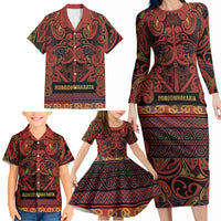 Aotearoa Iwi Rongowhakaata Family Matching Long Sleeve Bodycon Dress and Hawaiian Shirt Maori Wharenui House Tribal Pattern LT9 - Polynesian Pride