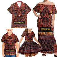 Aotearoa Iwi Rongowhakaata Family Matching Off Shoulder Maxi Dress and Hawaiian Shirt Maori Wharenui House Tribal Pattern LT9 - Polynesian Pride