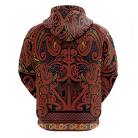Aotearoa Iwi Rongowhakaata Hoodie Maori Wharenui House Tribal Pattern