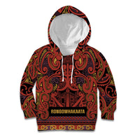 Aotearoa Iwi Rongowhakaata Kid Hoodie Maori Wharenui House Tribal Pattern LT9 Hoodie Brick Red - Polynesian Pride