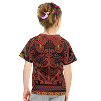 Aotearoa Iwi Rongowhakaata Kid T Shirt Maori Wharenui House Tribal Pattern